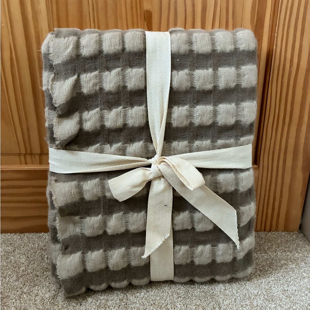 Southern Living Gray and Cream Checkered Throw